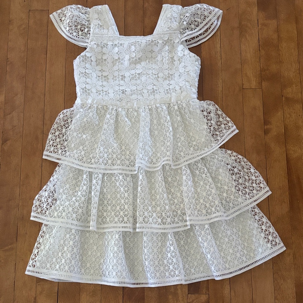 Kensie Girl White Lace Tiered Dress - Picture 1 of 5